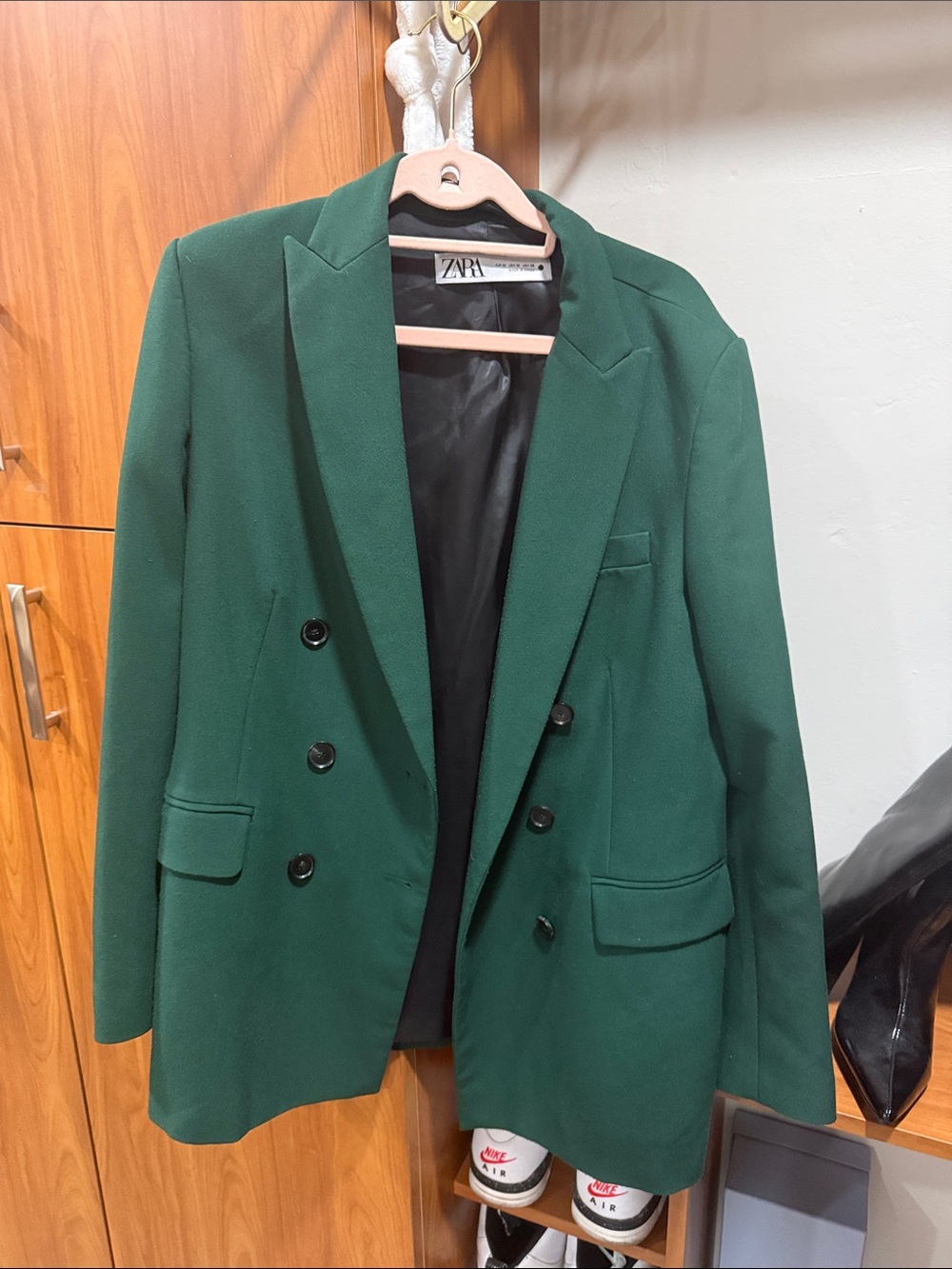 ZARA Emerald Green Double-Breasted Blazer